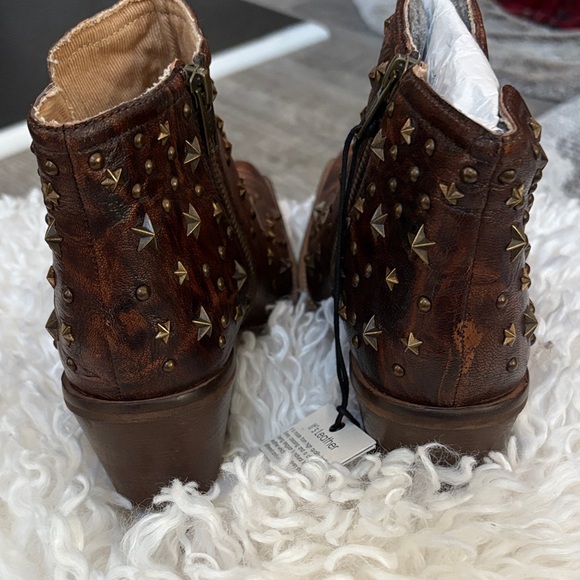 Myra Bag Brown Leather Heeled Boots with Silver Stars~ GORGEOUS! Brand new - Picture 7 of 12